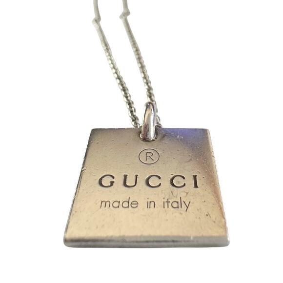 Gucci Logo Square Pendant on 19" Chain - Picture 1 of 13